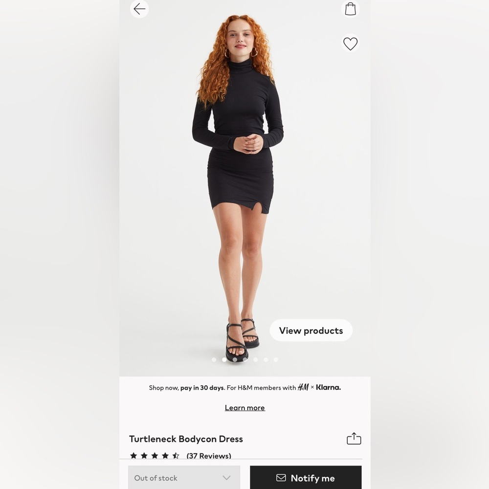 Turtleneck bodycon dress black